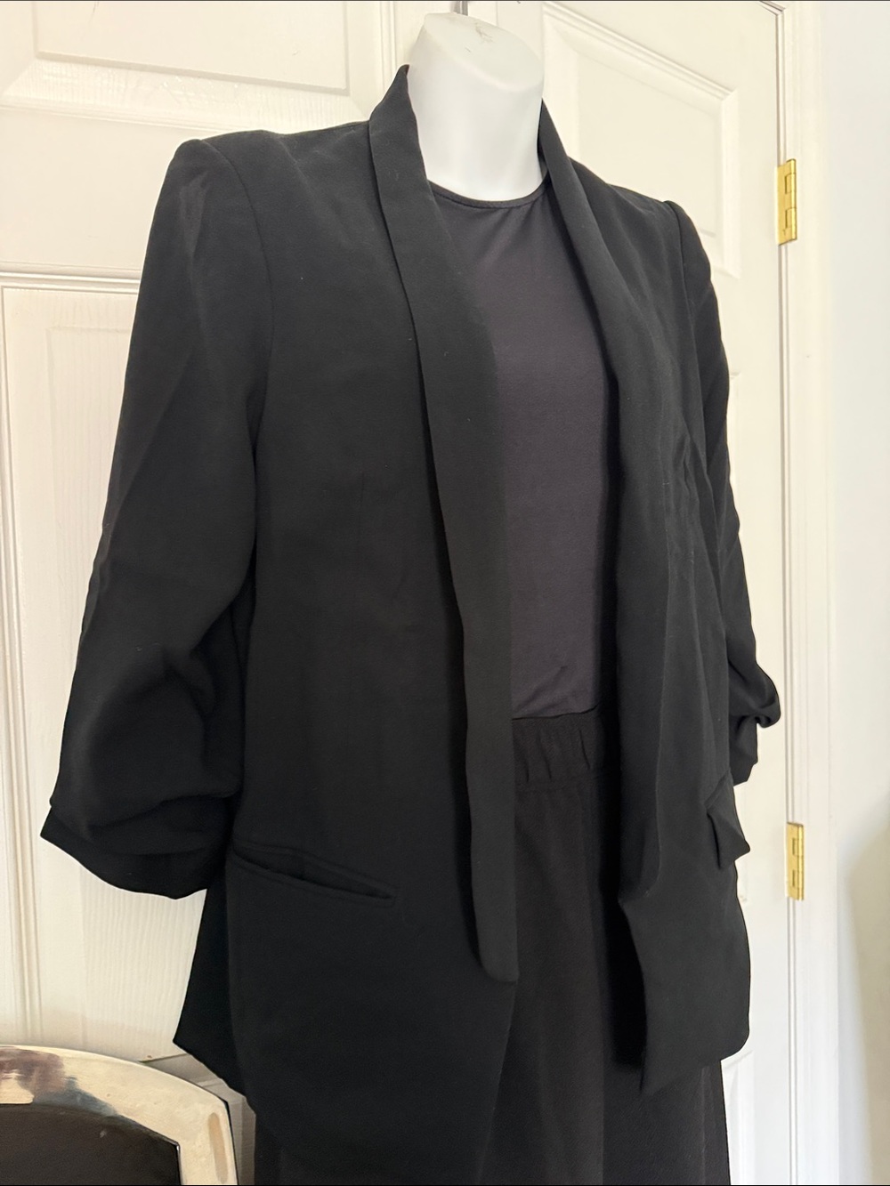 Babaton Black Open-Front Draped Blazer